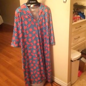 Vintage Vanity Fair Zip Up Housecoat Nightgown Floral Polka Dot 3X